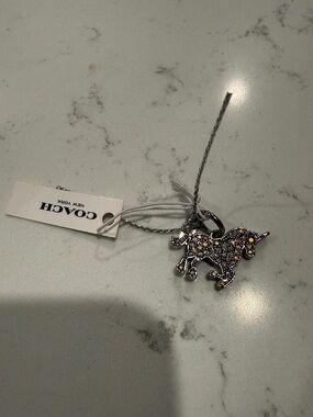NWT Coach Silver Unicorn Crystal Charm Keyring
